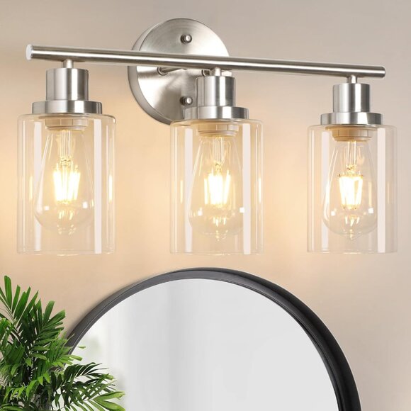 Unicozin Other - Unicozin 3-Light Brushed Nickel Wall Sconce Clear Glass E26 Model RJ-WR03 NEW